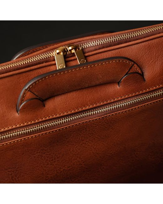 Time Resistance Brown Leather Briefcase Laptop Bag