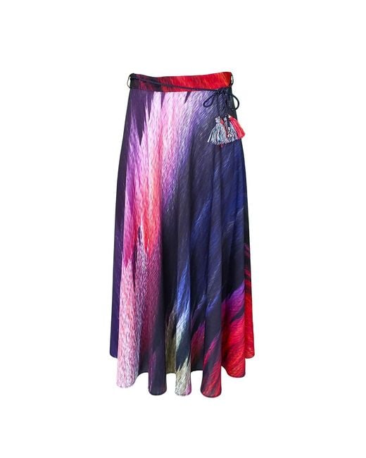 Lalipop Design Purple Colorful Abstract Digital Print Skirt With Cord Belt
