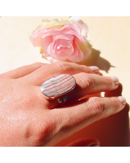 FV Jewellery White La Stèle Rhodochrosite & Oval Ring