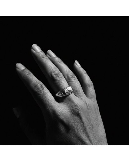Tg-Jewellery by Tamara Gervasio Metallic Ridge Signet Ring – Recycled Sterling Sand Cast
