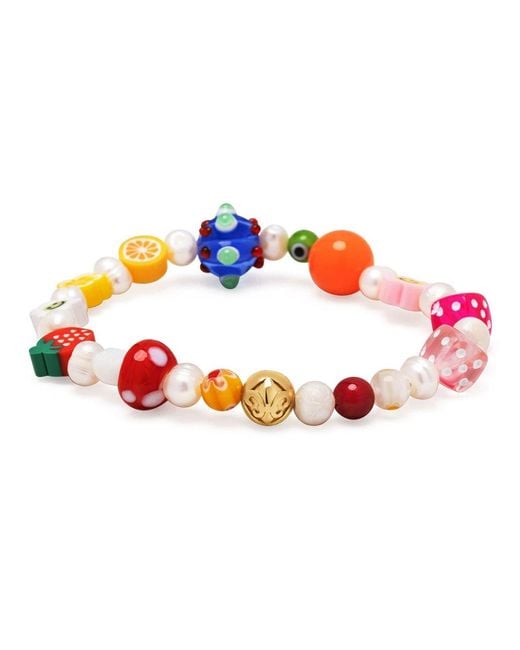 Nialaya Red Berry Pearl Bracelet With Assorted Beads