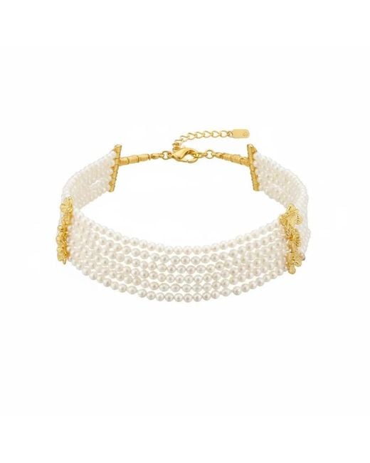 Angel Barocco Metallic Beaded Multi-Strand Shell Pearl Choker Necklace
