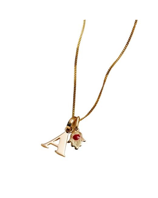 Posh Totty Designs Metallic Hamsa Hand Talisman And Letter Charm Necklace