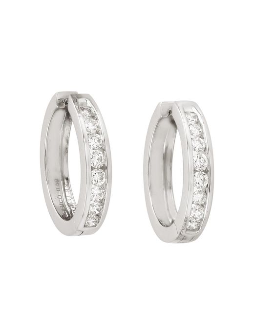 Artisan Metallic 18K Channel Set Diamond Hoop Earrings