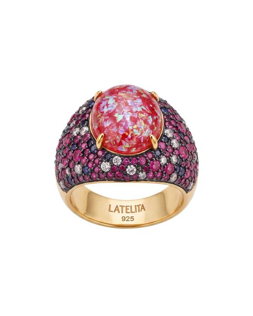 Latelita London Red Esmeralda Opal Cocktail Ring