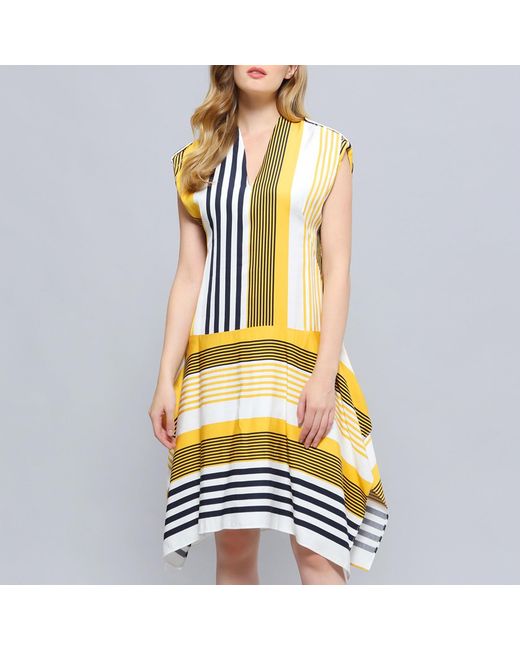 Smart and Joy Metallic Stripe Print Game Dress