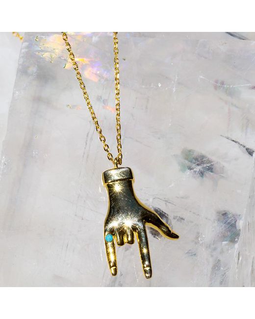 Native Gem Metallic Universal Language I Love You Sign Necklace