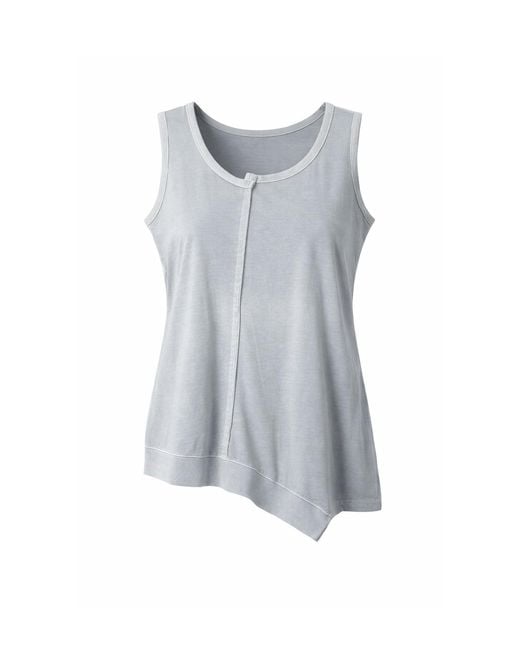 Conquista Gray Asymmetric Hem Sleeveless Jersey Top