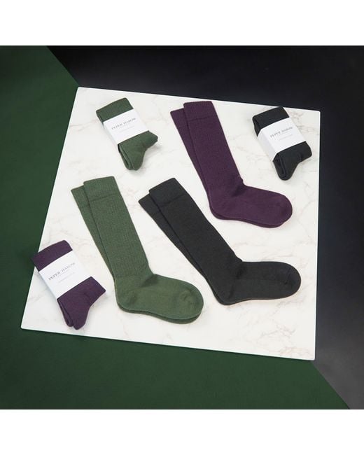 Peper Harow - Made in England Black Wool Boot Socks for men