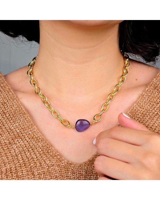 Harfi Blue Alexandrite June Birthstone Statement Pendant Necklace