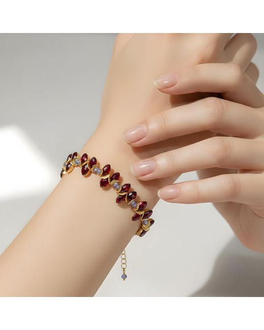 Lori Kaplan Design Brown Signature Marquis Garnet & Tanzanite Bracelet