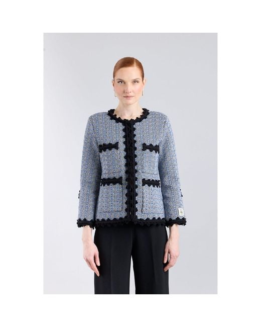 The Extreme Collection Blue Metallic Lady Jacket Textured