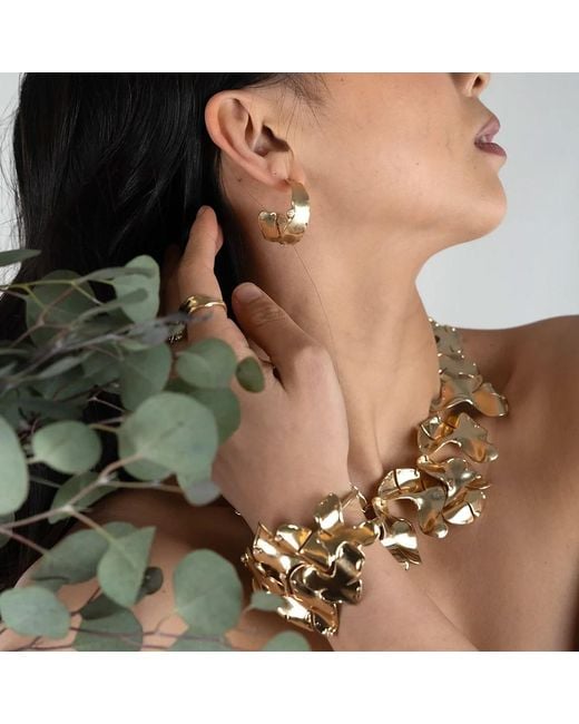 Rare Matters Jewelry Metallic Organic Foliage Statement Jewelry Set