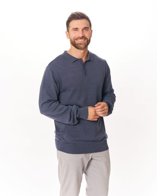 Vustra Blue Horizon Premium Sweater Knit Long Sleeve Polo for men