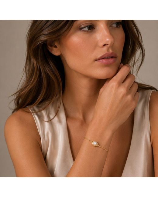 Unaloe Metallic Plated Pearl Bracelet – Freshwater Pearl Chain Bracelet For