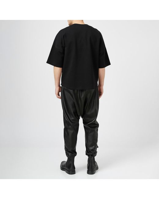 LIA ARAM Black Faux Leather Baggy Trousers for men