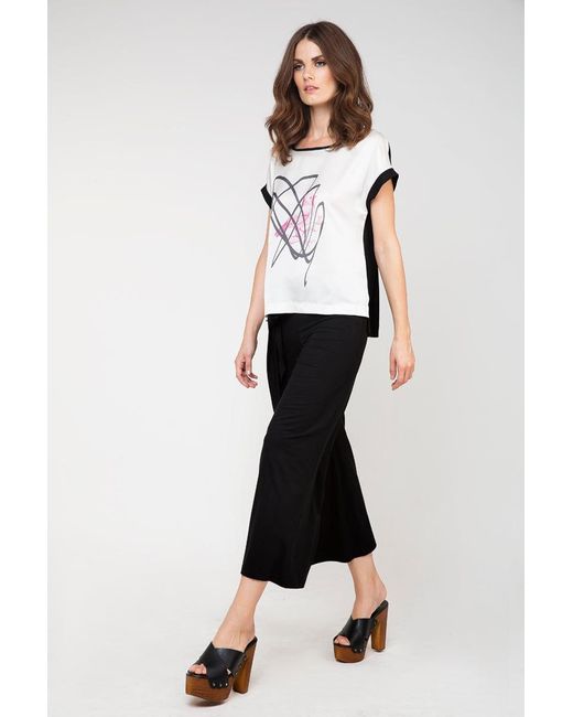 Conquista Multicolor Neutrals Cap Sleeve Top With Print
