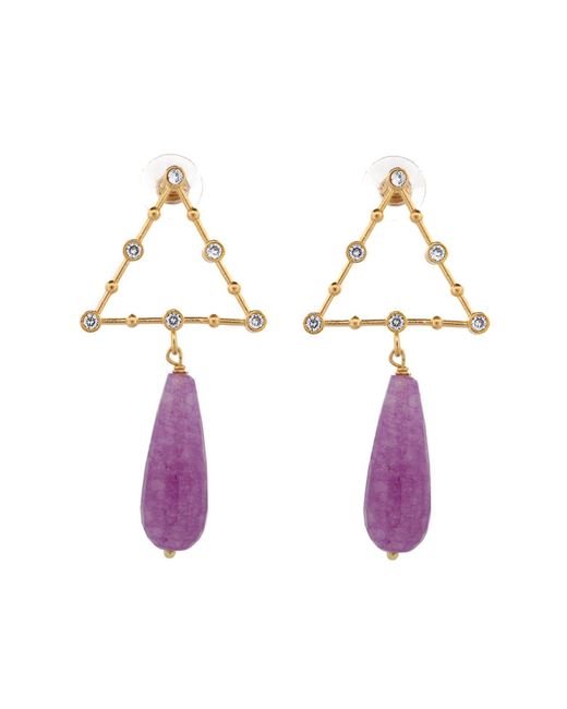 Ebru Jewelry Metallic Divine Energy Amethyst & Diamond Drop Earrings
