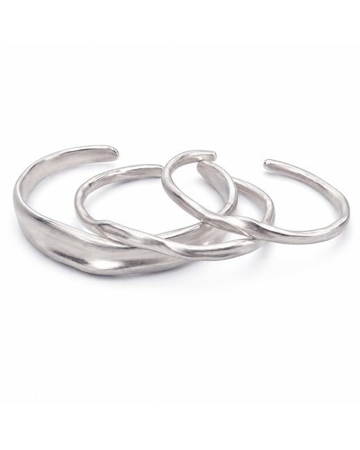 Rare Matters Jewelry Metallic Organic Sculpted Semi Matte Bangle Set Of Three