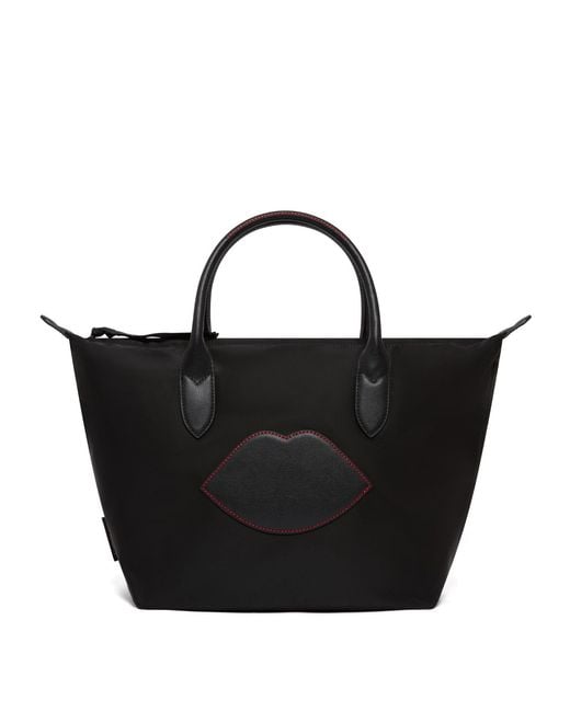 Lulu Guinness Black Nylon Oh Lu Lu Medium Tote Bag