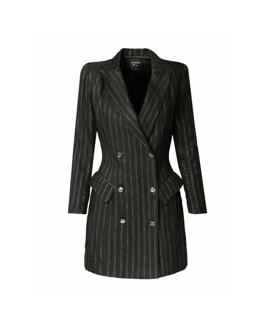AVENUE No.29 Black Double Breasted Linen Blazer Dress