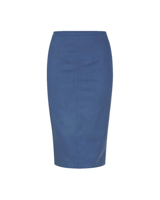 Conquista Blue Navy Fitted Midi Skirt