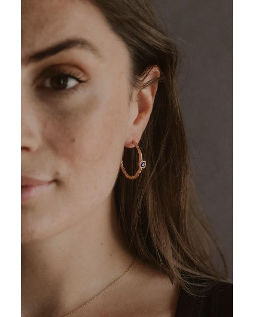 Claire Hill Designs Metallic Lapis Lazuli Lichen Branch Large Hoops