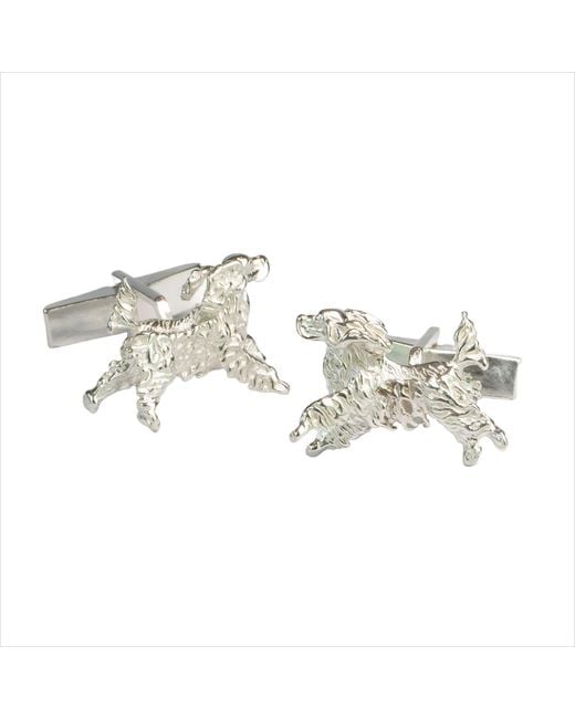 Simon Kemp Jewellers Metallic Leaping Spaniel Cufflinks for men