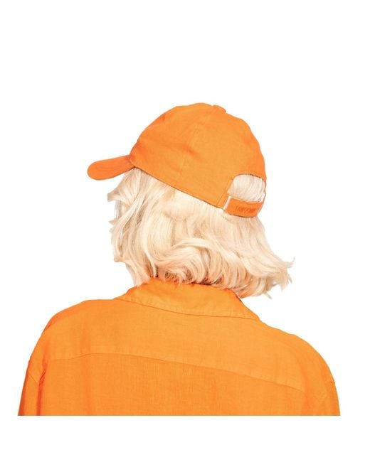 Maison Tangerine Orange Linen Baseball Hat Tangerine