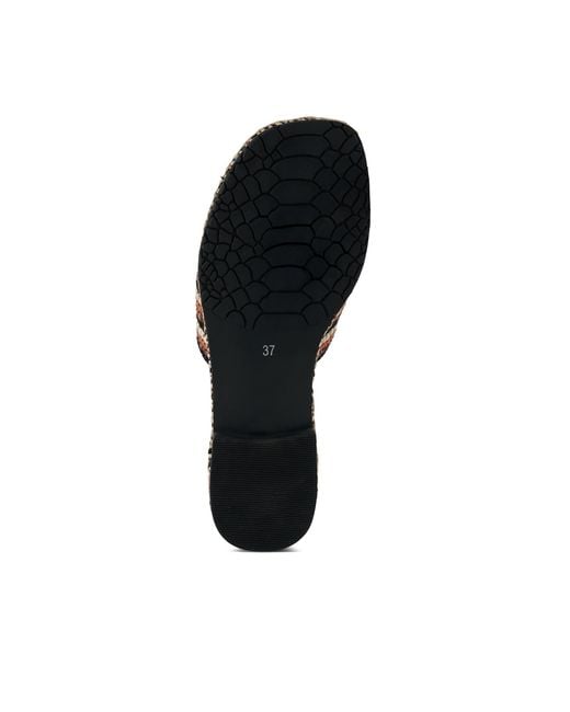 Rag & Co Brown Kente Patterned Raffia Slip-On Flats