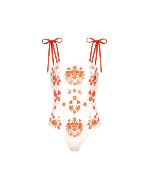 Jessie Zhao New York Red Passion Garden Reversible One Piece Swimsuit