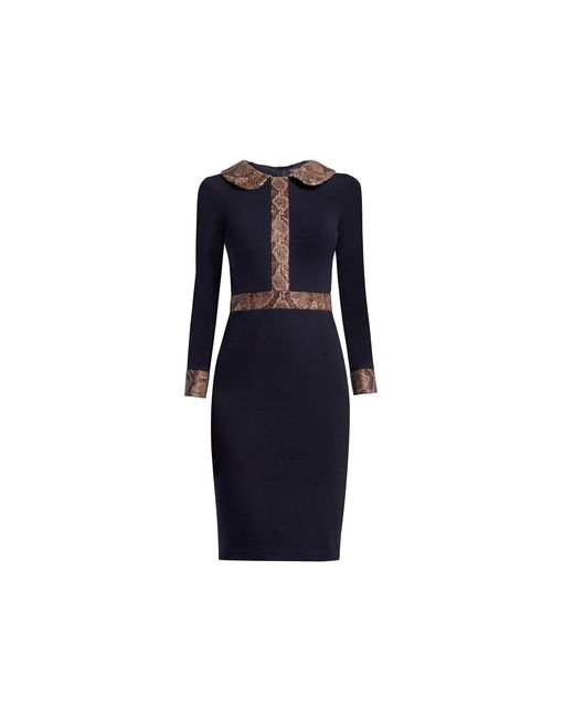 Rumour London Blue Lynn Black Jersey Dress With Snake-effect Trim