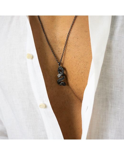 Ebru Jewelry Metallic Serpent Guardian Sterling Necklace for men