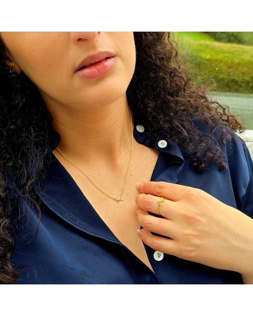 Harfi Metallic Tiny Small Bow Tie Ribbon Plated Necklace