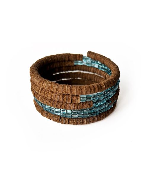 WAIWAI Multicolor Suede Spiral Beaded Cuff