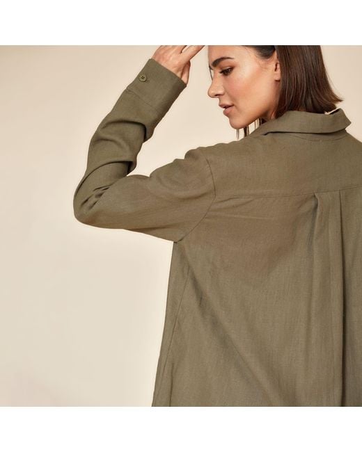 Gunda Hafner Ltd Gray Neutrals Khaki Linen Safari Shirt