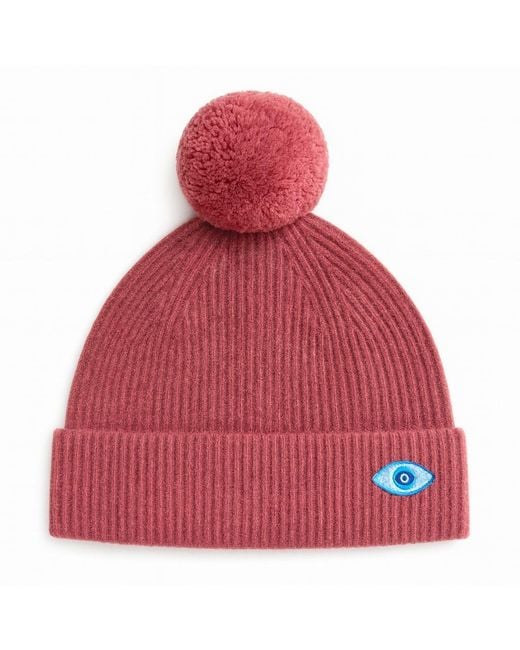 BEIRA Red Wool & Cashmere Bobble Hat – Slate