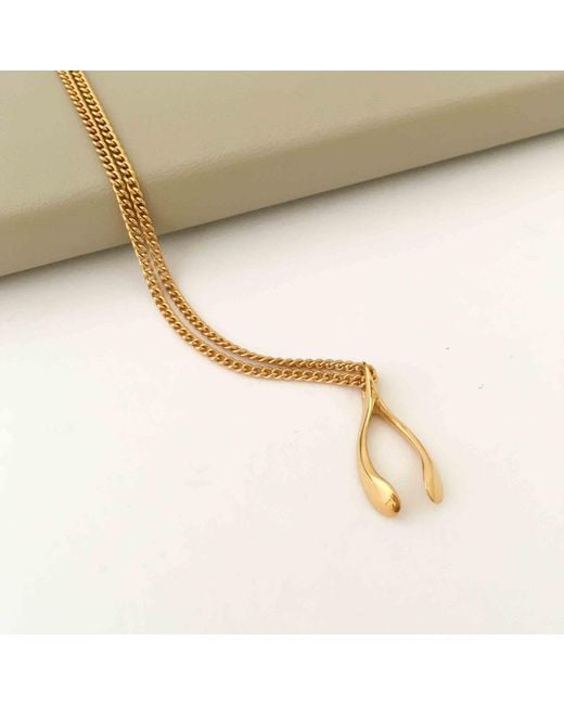 Katie Mullally Metallic Tiny Plated Wishbone Necklace