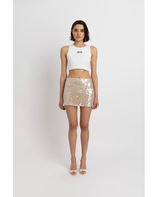 Amy Lynn Natural Neutrals Dolce Sequin Mini Skirt