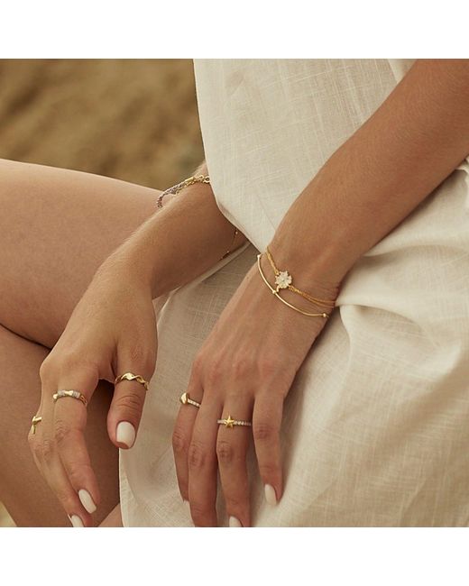 Spero London Metallic Clover Bracelet & Italian Bead Chain Bracelet Layering Set