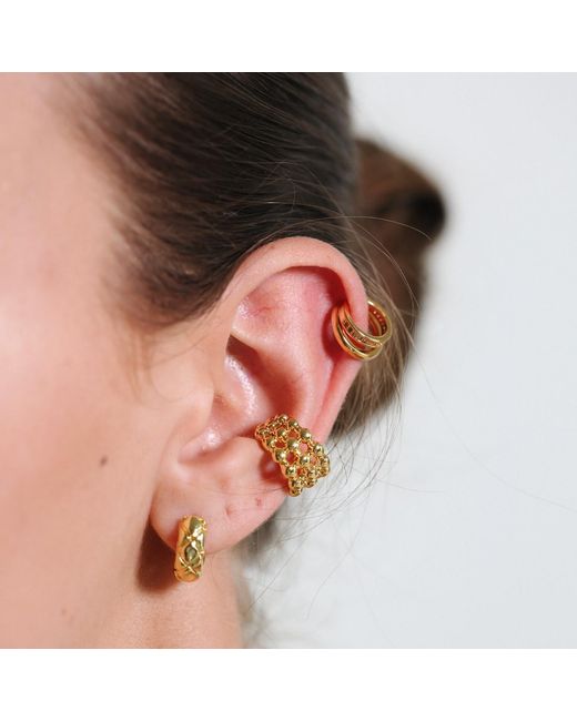 Miss Cecilia Metallic Quilted Huggie Hoop Earrings