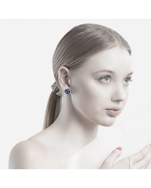 Laura Daili Blue Midnight Tiny Hydrangea Blossom Earrings