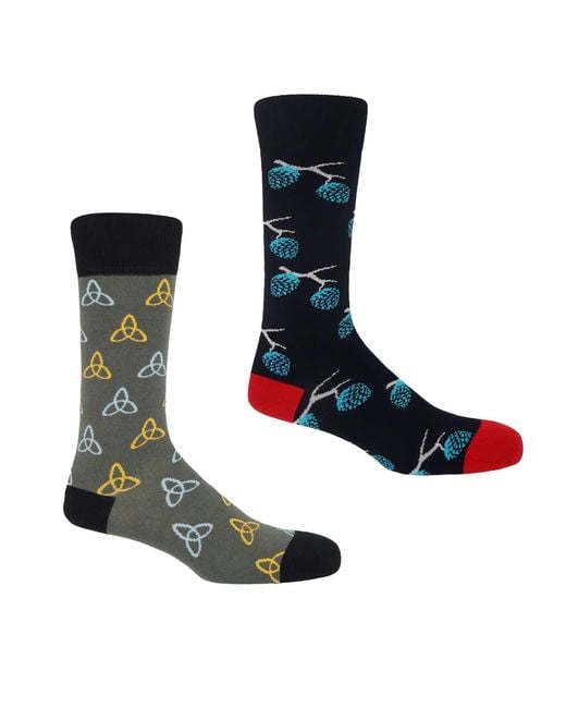 Peper Harow - Made in England Blue Pine & Tri Socks Bundle for men