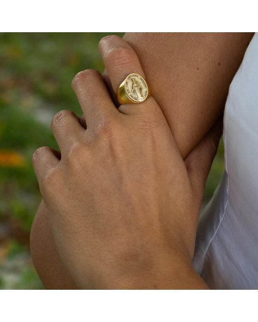 Ebru Jewelry Metallic Divine Protection Virgin Mary Vermeil Ring