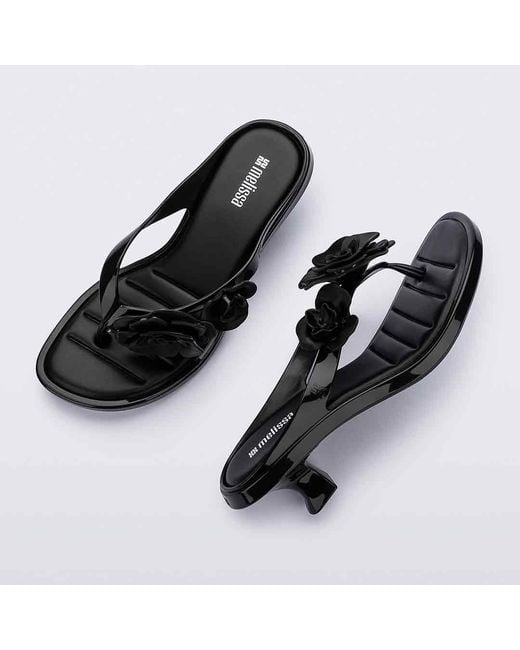Melissa Black Thong Kitten Heel Petals