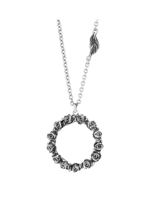 Unaloe Metallic Circle Sterling Necklace With Rose Wreath Pendant – Elegant Jewelry