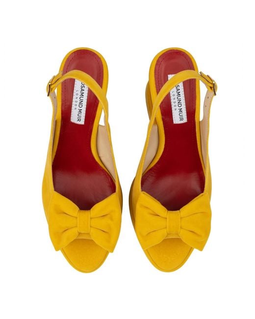 Rosamund Muir London Yellow Rignana Deep Velvet Wedges