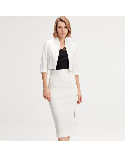 Smart and Joy White Minimalist Crop Jacket