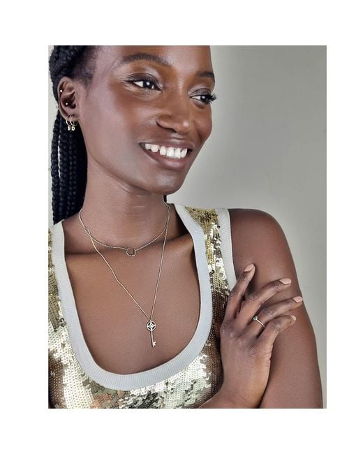 Lee Renee Metallic Diamond Key Necklace –
