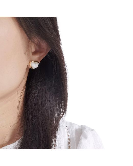 POPORCELAIN Multicolor Porcelain Pearly Heart Stud Earrings